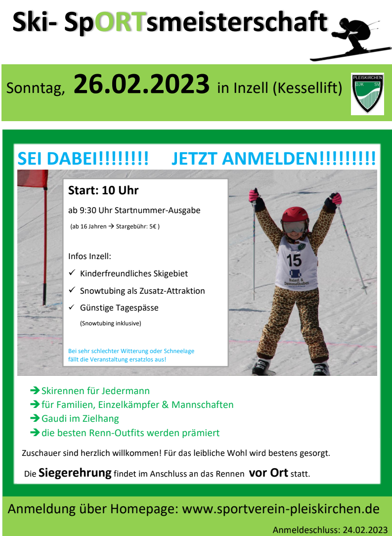 Ski-SpORTsmeisterschaft 2023 - jetzt anmelden!